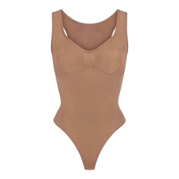 Skims Seamless Sculpt Scoop Neck Thong Bodysuit In Sienna Size S NWOT - Picture 1 of 6
